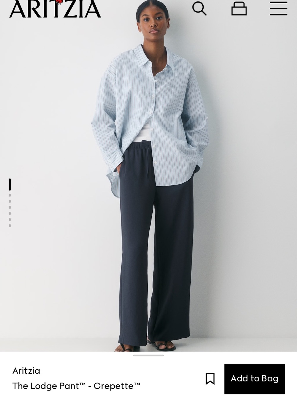 Aritzia Navy Wide-Leg Lodge Pant